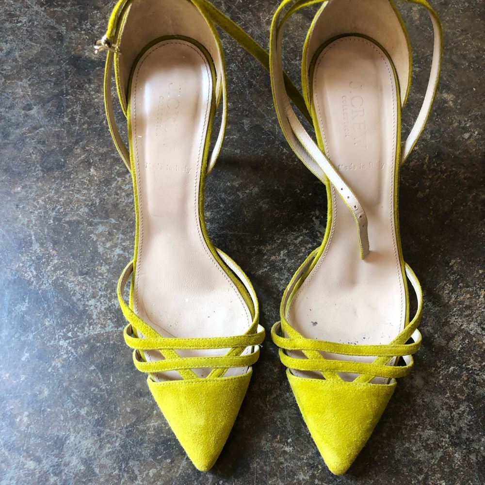 JCrew lime suede heels